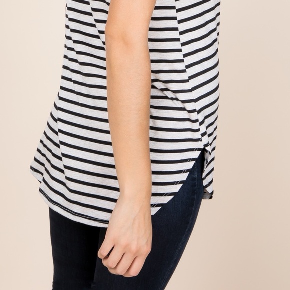 A.gain Oatmeal Black Stripe Tunic Tee XL 2X 3X - Picture 4 of 4